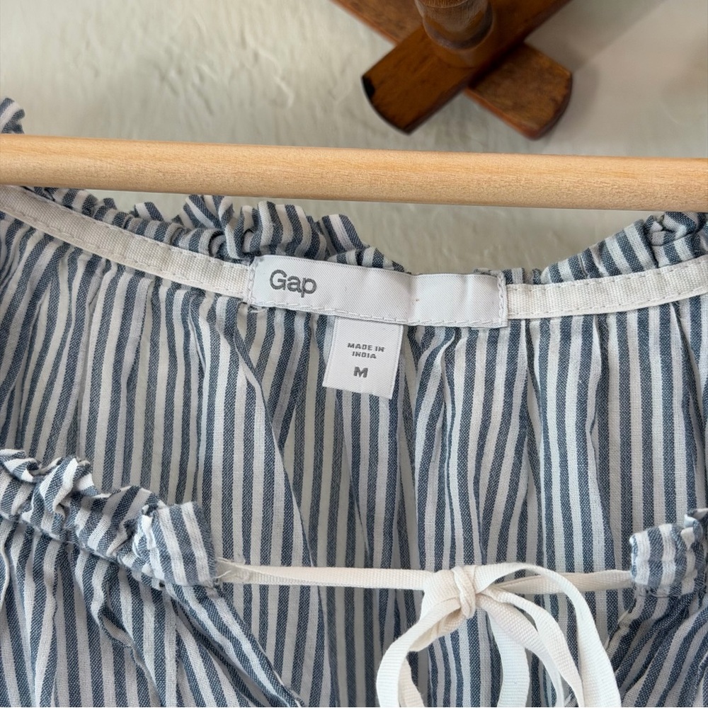 GAP Light Blue & White Striped Peasant Blouse - Picture 3 of 5